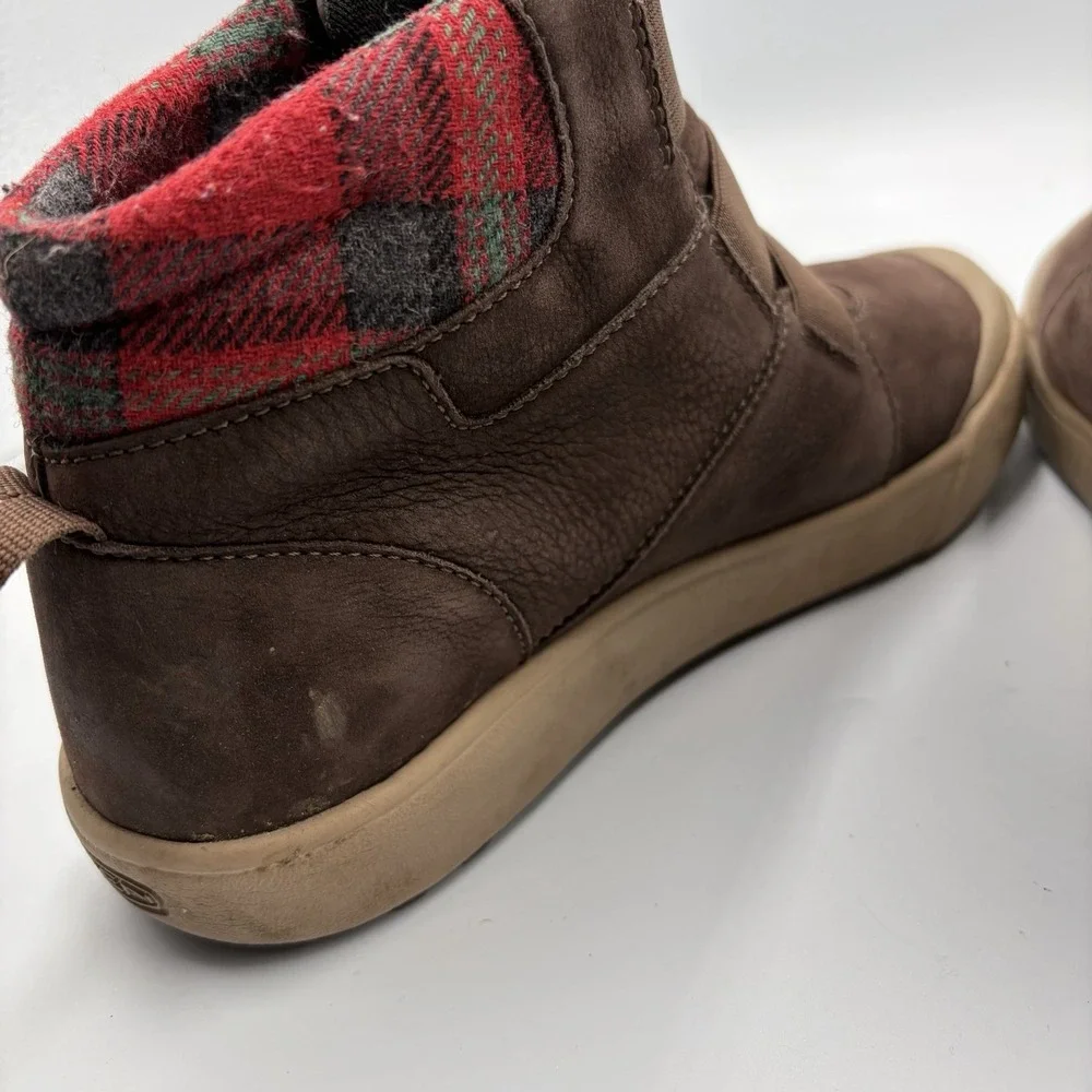 Keen Women Elle Waterproof Mid Height Boots Brown Tan Buffalo Plaid‎ Soft Toe 7